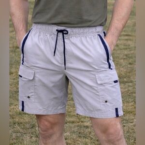 -Trunks Surf & Swim Tan w/Brown Side Stripes Boardshorts Excellent Men's Large